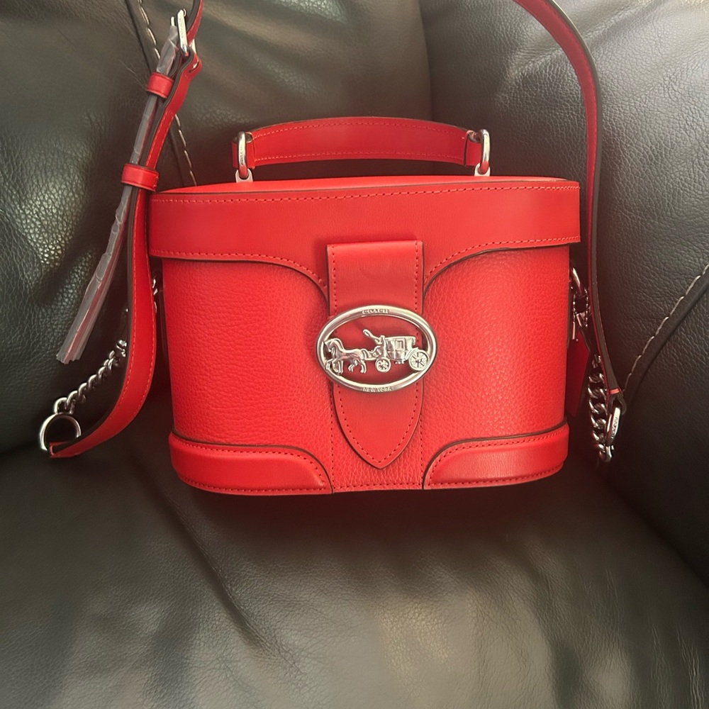 Coach Red Crossbody Bag with Silver Accents